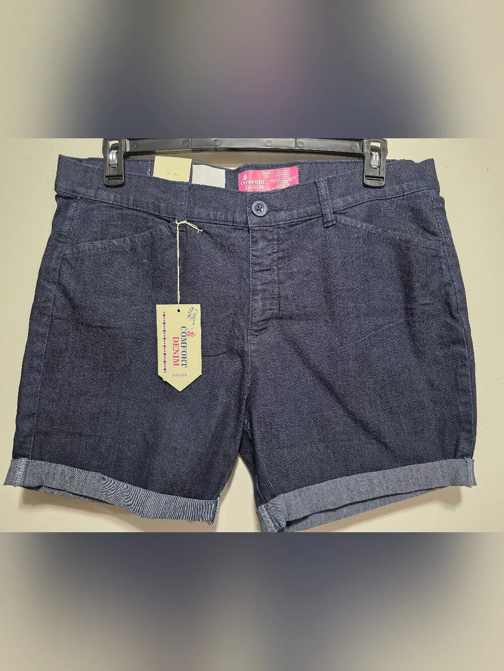 NWT! Comfort Denim Dark Wash Rolled Raw Hem Shorts Plus Size 20👖✨💙🔥flawed